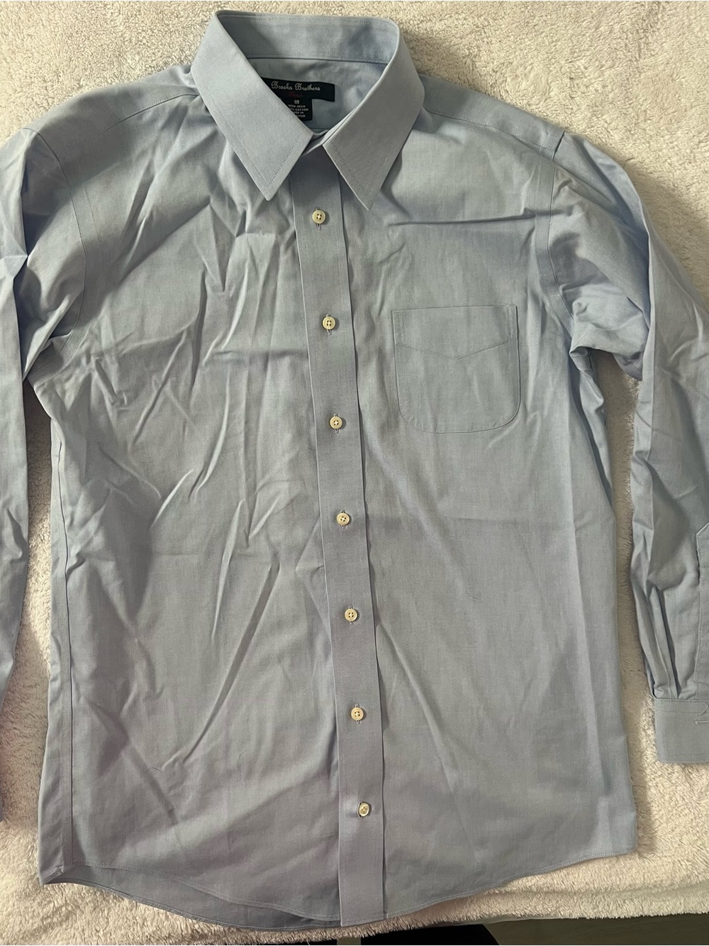 Brooks Brothers Men's Pale Blue Point-Collar Dress Shirt - Picture 3 of 3